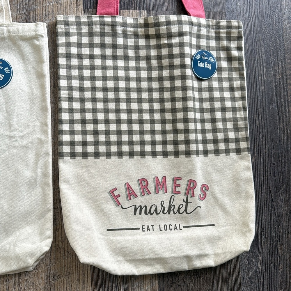 Target Farmhouse Totebags Milk, Butter, Bread & Eggs Farmers Market Bag Lot of 2 - Picture 3 of 8